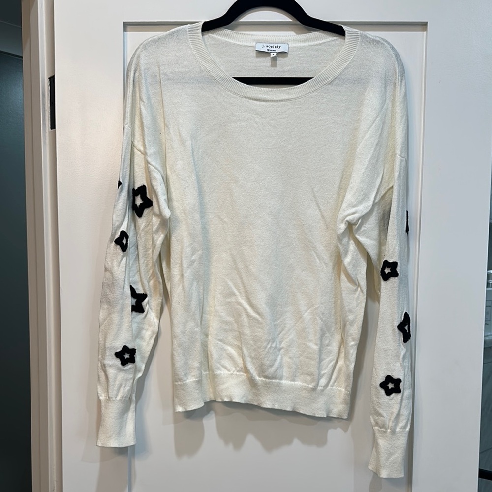 J. society - Cream Sweater with Black star Accents